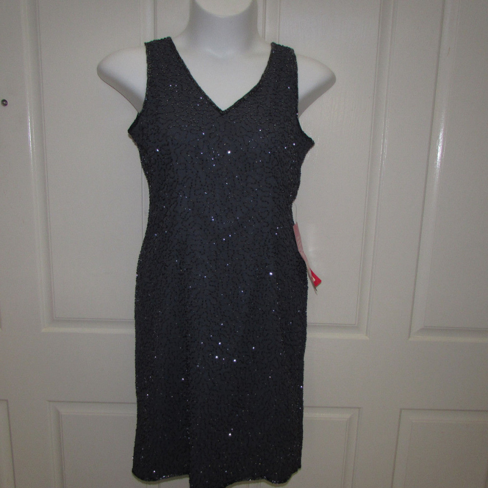 🔵NEW-JMD New York Gray Sequin Vneck Dress Sz L